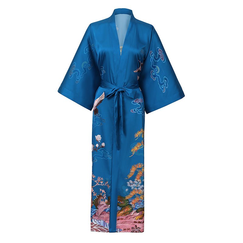 Phoenix And Crane Silk Kimono Robe Oriental Inspired Silk Kimono