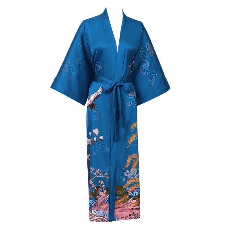 Phoenix And Crane Silk Kimono Robe Oriental Inspired Silk Kimono