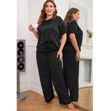 Women's Plus Size Silk Sleepwear Short Sleeve Silk Pajamas