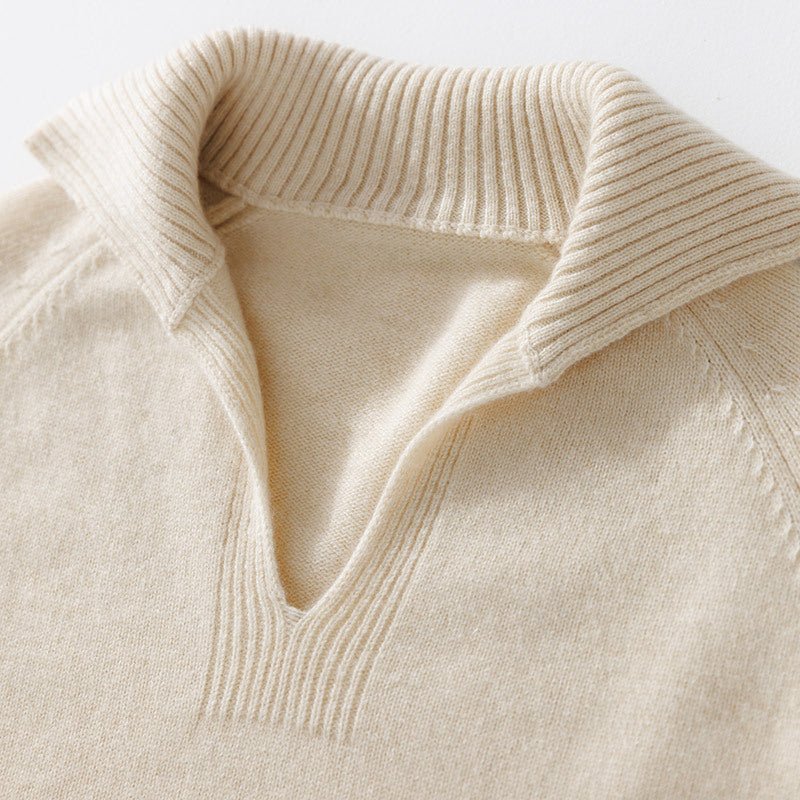 Womens Wide Collar Cashmere Sweater Polo Neck Cashmere Pullover