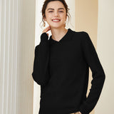 Women's Polo Collar Pullover Cashmere Sweater - slipintosoft