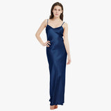 Womens Pure Silk Maxi Dress Long Strap Party Dresses