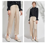 Womens Pure Silk Pants Cropped Casual Work Silk Trousers