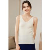 Womens Ribbed Knit V - Neck Sleeveless Cashmere Vest Cashmere Tank