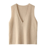 Women's Ribbed 100% Cashmere V-Neck Waistcoat - slipintosoft