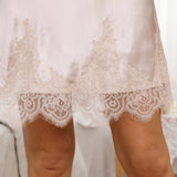 Women's Silk Lace Nightdress V Neck Pure Silk Slip Dress