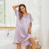 Women's Silk Chemise Short Sleeve Loose Pure Silk Nightdress