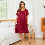 Women's Silk Chemise Short Sleeve Loose Pure Silk Nightdress