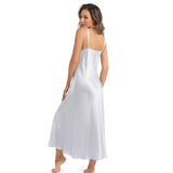 Womens Silk Nightgown Wide Strap V Neck Pure Silk Slip Dress