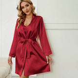 Womens Silk Nightgown And Robe Set Two Pieces Silk Sleepwear