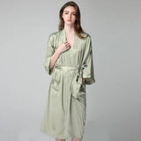 Womens Silk Nightgown And Robe Set Long 100% Silk Sleepwear