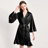 19 Momme Womens Silk Nightgown & Ruffle Robe Set Elegant Silk Sleepwear For Summer - slipintosoft