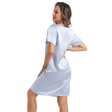 Women Silk Nightgown Short Sleeves Ladies Silk Night Dress - slipintosoft