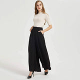 Women High Waist Casual Silk Wide Leg Long Palazzo Pants Trousers - slipintosoft