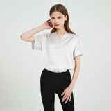 Women's Silk Shirts Short Sleeve V Neck 100% Pure Work Silk Tops