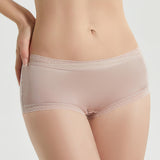 Women's silk underwear mulberry silk breathable mid-waist lace boxer briefs