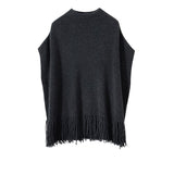 Women Sleeveless Pure Cashmere Sweater Cashmere Shawl Tassels