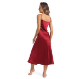 Women's Silk Nightgown Full Length Ladies Nightdress V Necked Long Silk Nightgowns - slipintosoft