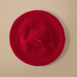 Womens Soft Cashmere Beret Cashmere Painter Hat Warm Winter Hat Simple Solid Beret