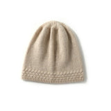 Womens Solid Cashmere Beanie Cable Knitted Edge Cashmere Hats for Fall Winter