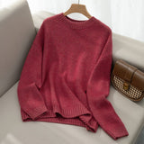 Soft Fuzzy Cashmere Sweater Crew Neck Cashmere Pullover Tops For Women