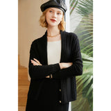 Womens V - Neck Cable Knit Cashmere Cardigan With Button Closure