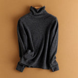 Womens Speckled Cashmere Sweater Long Sleeve Turtleneck Cashmere Pullover Gray XS