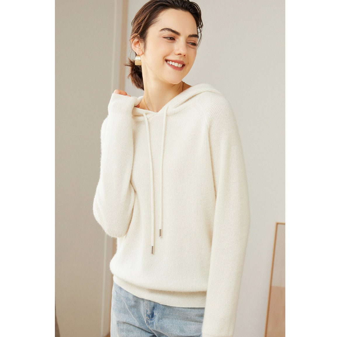 Women's Superfine 100% Cashmere Hooded Sweater - slipintosoft