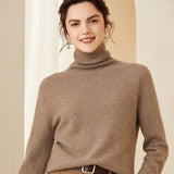 Womens Turtleneck Cashmere Sweater Pile Collar Cashmere Pullover