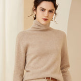 Womens Turtleneck Cashmere Sweater Pile Collar Cashmere Pullover