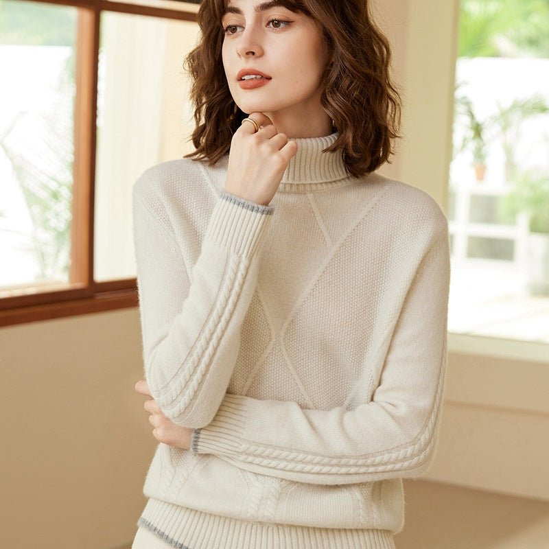 Womens Turtleneck Pure Cashmere Sweater Long Sleeve Knit Pullover