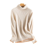 Womens Turtleneck Pure Cashmere Sweater Long Sleeve Knit Pullover