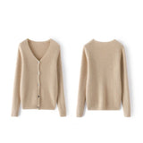 Womens Ribbed Knit Cashmere Cardigan V - Neck Long Sleeve Cashmere Coat