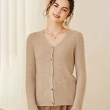 Womens Ribbed Knit Cashmere Cardigan V - Neck Long Sleeve Cashmere Coat