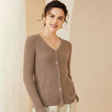 Womens Ribbed Knit Cashmere Cardigan V - Neck Long Sleeve Cashmere Coat