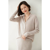 Womens Minimalist V - Neck Cashmere Cardigan with Button - Up Front Cashmere Coat