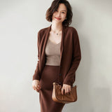 Womens Minimalist V - Neck Cashmere Cardigan with Button - Up Front Cashmere Coat