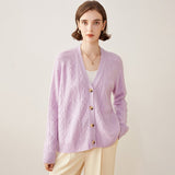 Womens Cable Knit V - Neck Cashmere Cardigan Button - up Sweater Coat