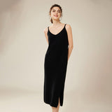 Womens Pure Cashmere Slip Dress Sleeveless V Neck Cashmere Dresses