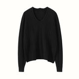 Womens V Neck Cashmere Sweater Long Sleeve Cashmere Pullover