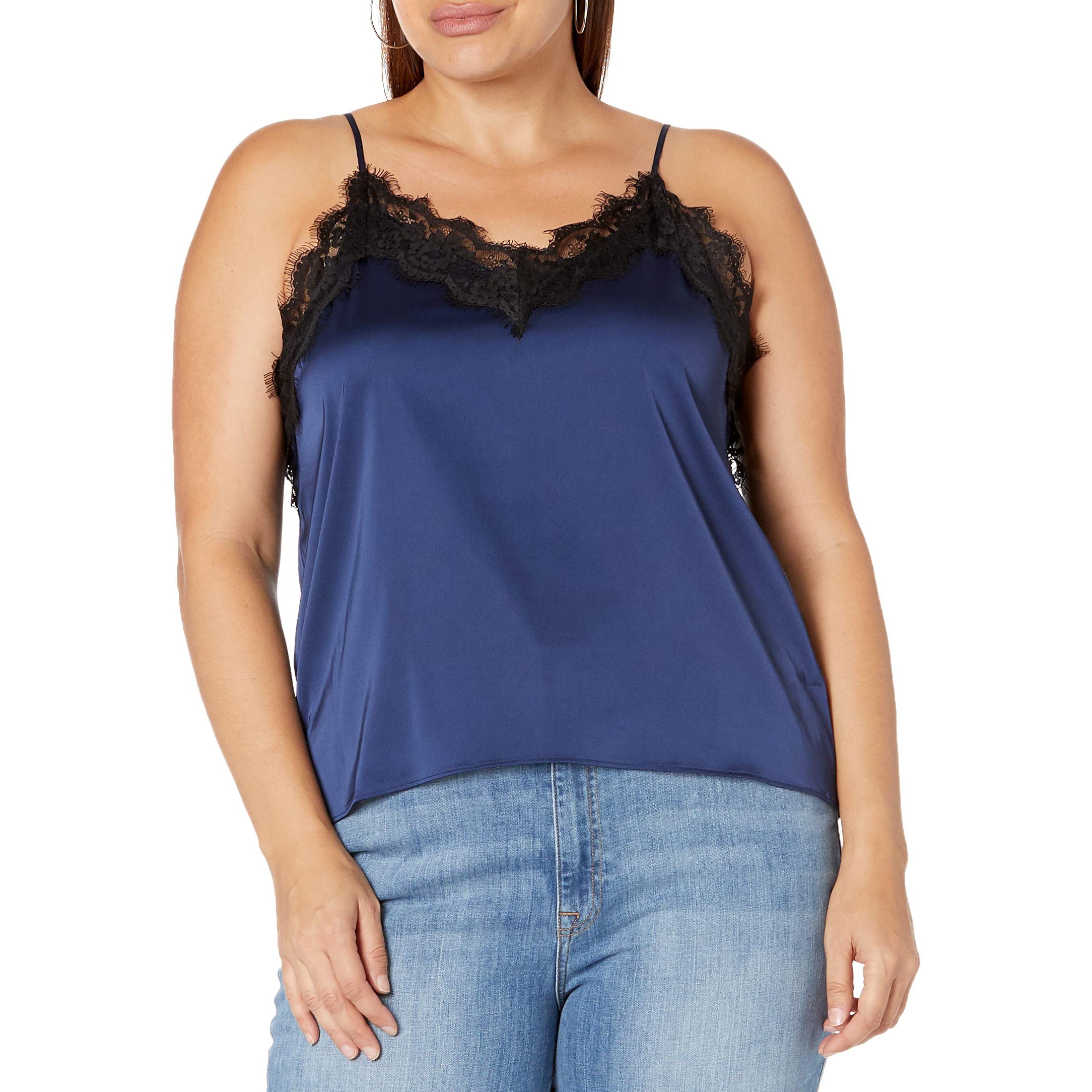 Women's V-neck Silk Camisole With Lace Sleeveless Casual Silk Tops