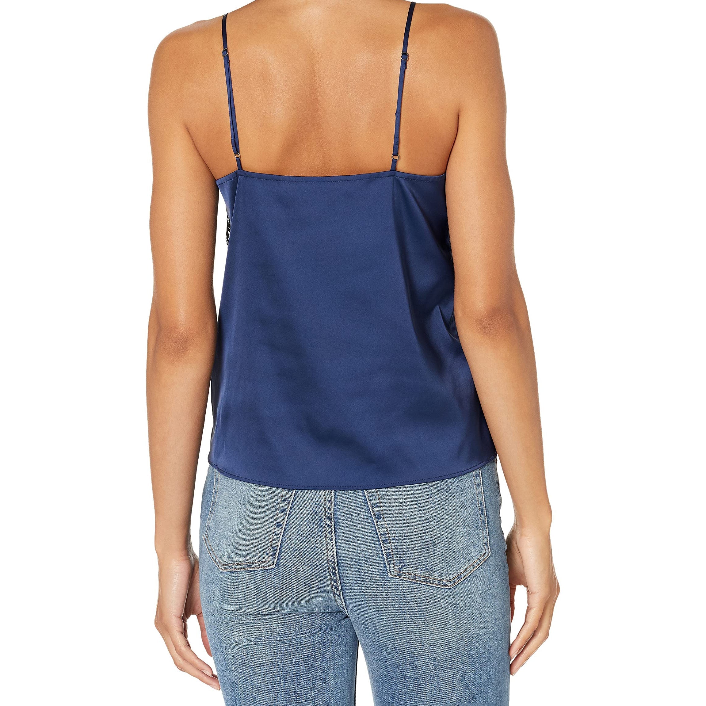 Women's V-neck Silk Camisole With Lace Sleeveless Casual Silk Tops