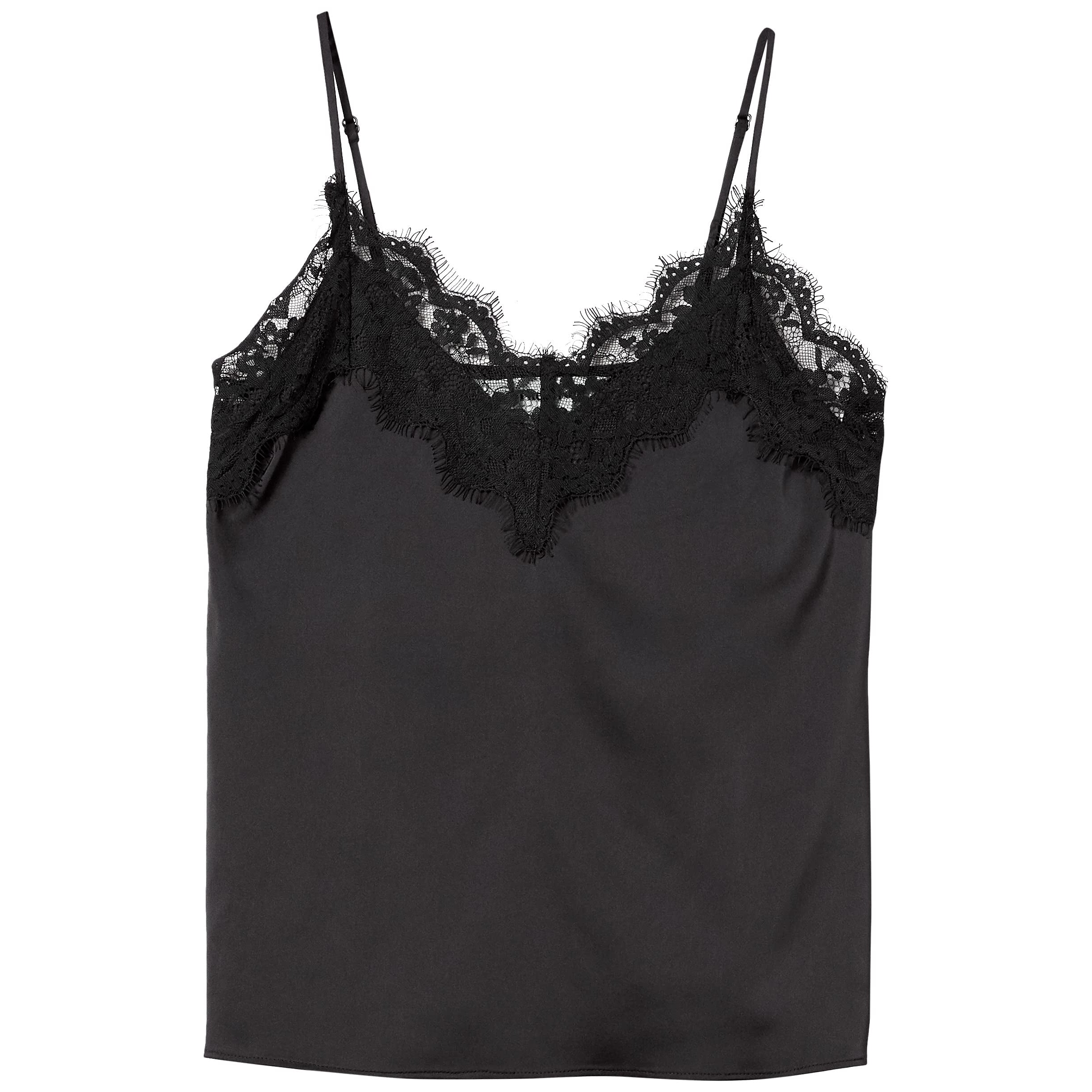 Women's V-neck Silk Camisole With Lace Sleeveless Casual Silk Tops