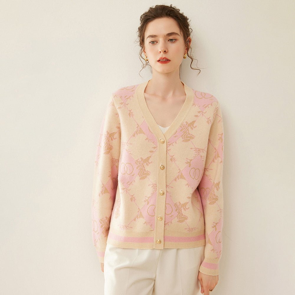 Womens Vintage - Inspired Knit Cashmere Cardigan Sweetheart Sweater Coat