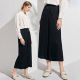 Womens Wide Leg Silk Pants Cropped Pants Casual Work Pants