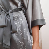 Long 100% Silk Kimono Robe with Belt HandPainted Tower Women Sleepwear - slipintosoft