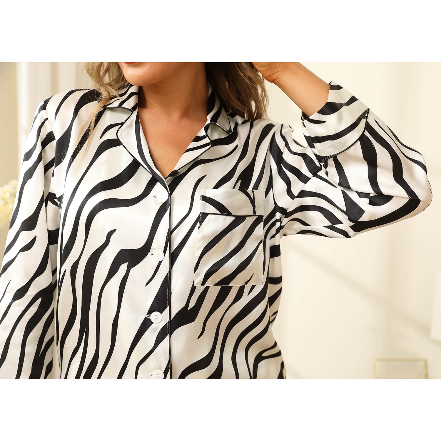 Zebra Silk Pajama Set Zebra Stripe Silk Pajamas For Women