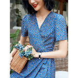 100% Pure Silk Vintage Style Dress Ladies Summer Chic Silk Dresses - slipintosoft