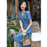 100% Pure Silk Vintage Style Dress Ladies Summer Chic Silk Dresses - slipintosoft
