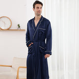 22 Momme Long Sleeves Silk Robe for Men Luxury Pure Silk Bathrobe Sleepwear